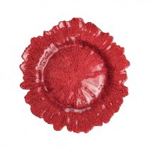 Koyal 403396 Flora Glass Red 13" Charger Plate