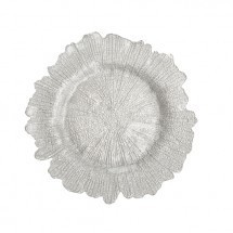 Koyal 403414 Flora Glass Silver 13&quot; Charger Plate