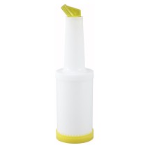 Winco PPB-1Y Liquor and Juice Multi-Pour Bottle with Yellow Spout and Lid 1 Qt.