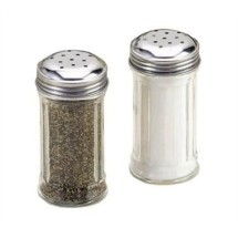 TableCraft 657 Fluted Glass 2 oz. Salt and Pepper Shaker with Stainless Steel Top