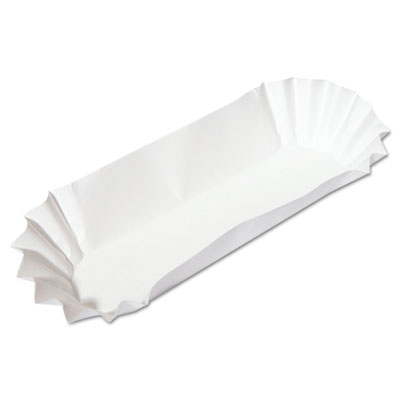 Fluted Hot Dog Trays, 6w x 2d x 2h, White, 500/Sleeve, 6 Sleeves/Carton