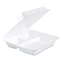 Dart 3-Compartment Foam Hinged Lid Containers, 9.25&quot; x 9.5&quot; x 3&quot;, 200/Carton