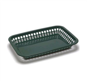 TableCraft 1077FG Forest Green Grande Plastic Platter Basket 10-3/4" x 7-3/4" x 1-1/2"