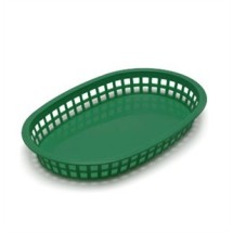 TableCraft 1076FG Forest Green Plastic Chicago Platter Basket 10-1/2&quot; x 7&quot; x 1-1/2&quot;