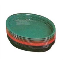 TableCraft 1086FG Forest Green Oval Plastic Texas Platter Basket 12-3/4&quot; x 9-1/2&quot; x 1-1/2&quot;