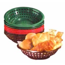 TableCraft 1075FG Forest Green Round Plastic Serving Basket 8&quot; x 2-3/8&quot;