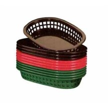 TableCraft 1073FG Forest Green Plastic Platter Basket 8-1/2&quot; x 6&quot; x 1-1/2&quot;