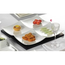 CAC China F-P14/14W Fortune Divided Plate with Wood Tray 14&quot;