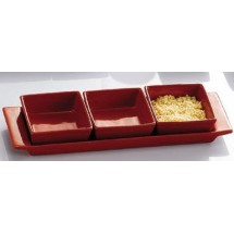 CAC China F-3S-RD Fortune Rectangular Red China Tasting Tray 12&quot; x 3 1/2&quot;