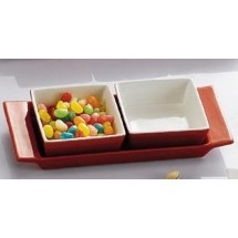 CAC China F-2S-R Fortune Rectangular Red China Tasting Tray 8 3/4&quot; x 3 1/2&quot;