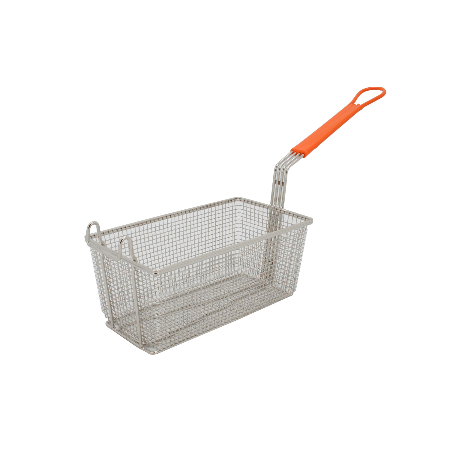 CAC China SPFB-2 Nickel-Plated Fry Basket with Orange Handle 12-1/4" x 6-1/2" x 5-5/8"
