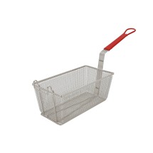 CAC China SPFB-4 Nickel-Plated Fry Basket with Red Handle 12-7/8&quot; x 6-5/8&quot; x 5-3/8&quot;