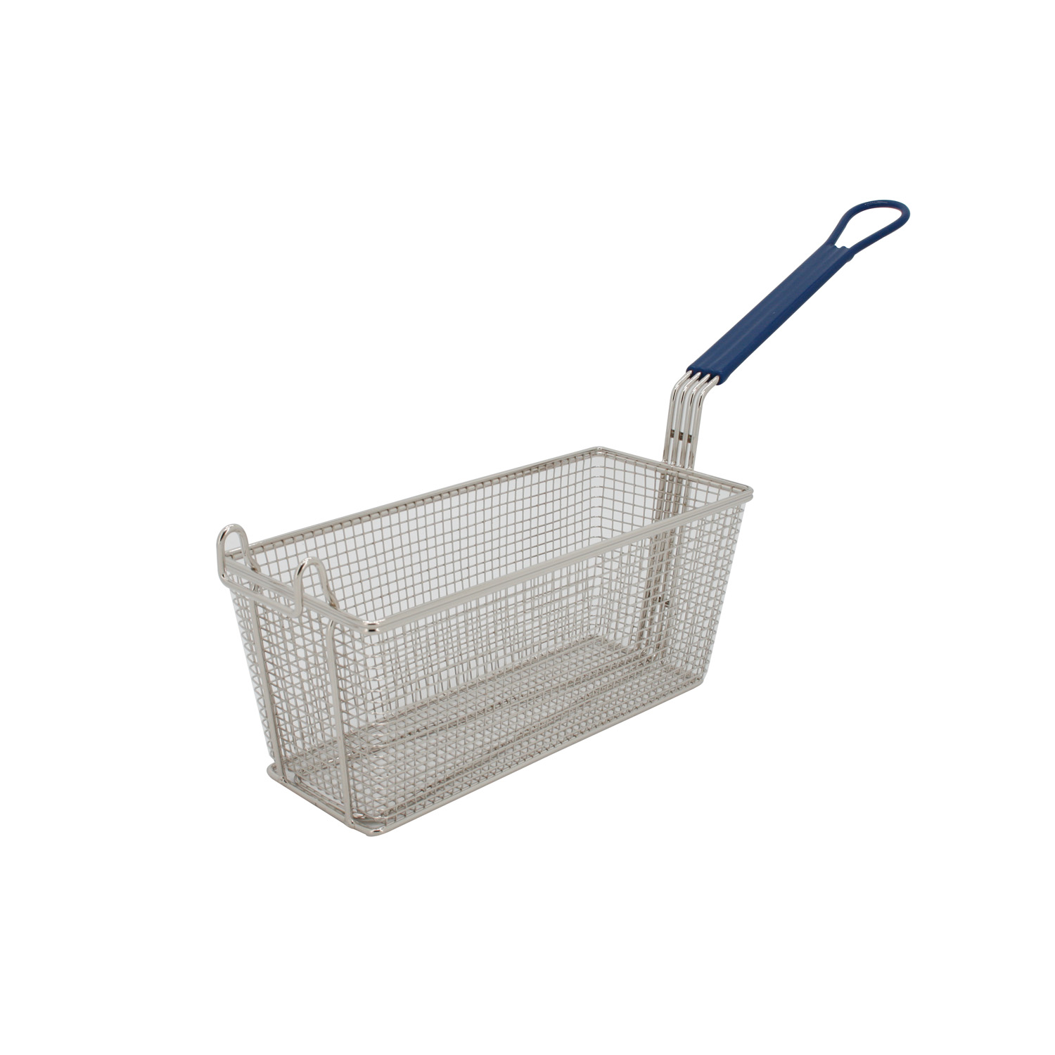 CAC China SPFB-3 Nickel-Plated Fry Basket with Blue Handle 13-1/4" x 5-3/4" x 5-1/2"