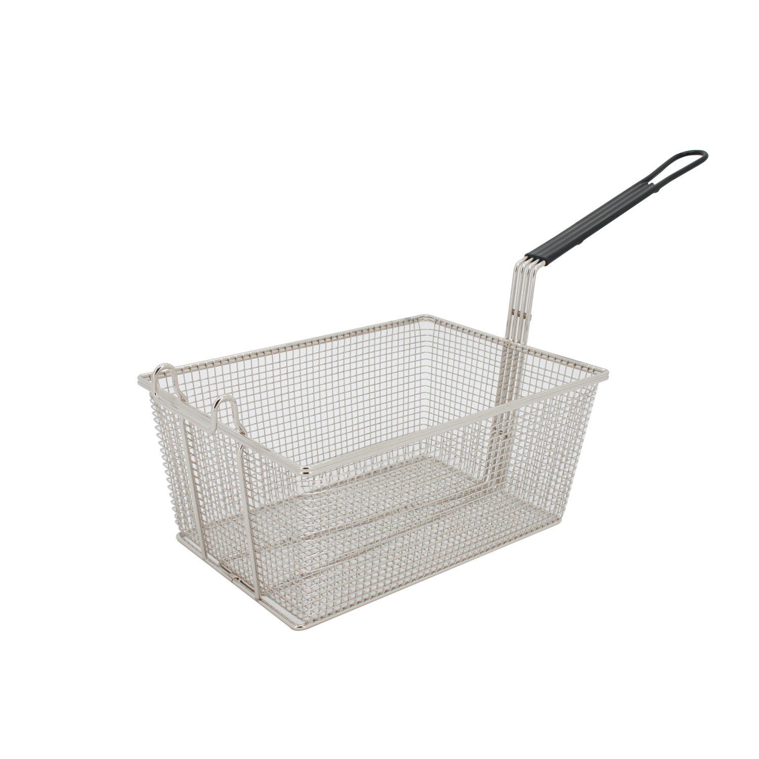 CAC China SPFB-6 Nickel-Plated Fry Basket with Black Handle 13-3/8" x 9-1/2" x 6-1/4"