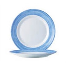 Cardinal 49150 Arcoroc White with Brushed Blue Band Glass Plate 7-1/2&quot; Dia.