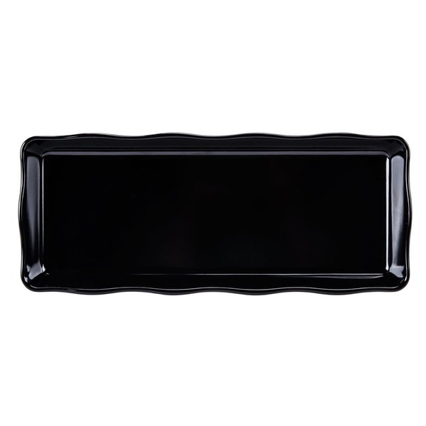 G.E.T. Enterprises ML-154-BK Bake and Brew Scalloped Black Rectangular Tray 14" x 5-1/2"