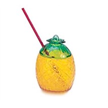 G.E.T. Enterprises SW-1410 Yellow SAN Plastic 20 oz. Pineapple Cup with Lid