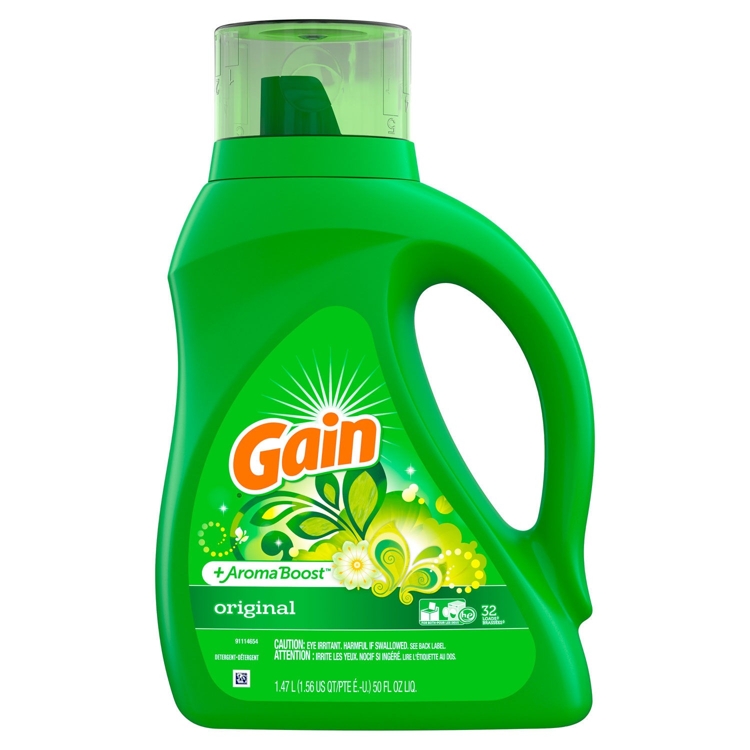 Gain Liquid Laundry Detergent, Original Scent, 6/Carton 