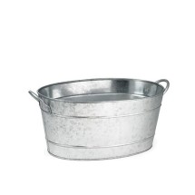 TableCraft BT1914 Galvanized Aluminum Oval Beverage Tub 19&quot; x 14&quot; x 9&quot;