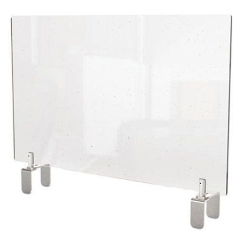Ghent Clear Partition Extender with Attached Clamp, Thermoplastic Sheeting, 29" x 3.88" x 24"