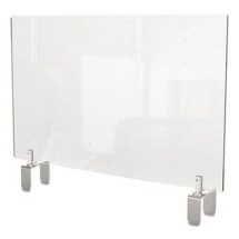 Ghent Clear Partition Extender with Attached Clamp, Thermoplastic Sheeting, 29&quot; x 3.88&quot; x 18&quot;