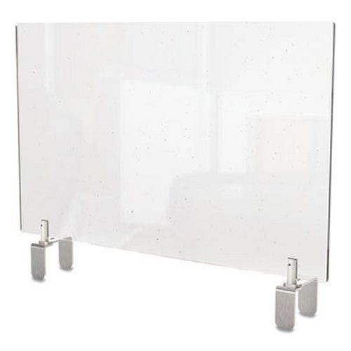 Ghent Clear Partition Extender with Attached Clamp, Thermoplastic Sheeting, 29" x 3.88" x 18"