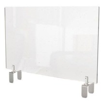 Ghent Clear Partition Extender with Attached Clamp, 36&quot; x 3.88&quot; x 24&quot;, Thermoplastic Sheeting