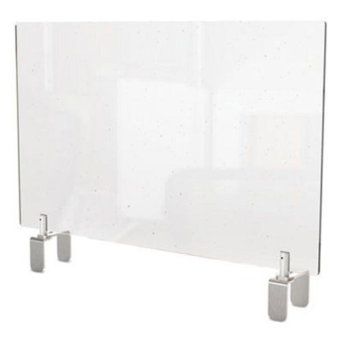 Ghent Clear Partition Extender with Attached Clamp, 36" x 3.88" x 24", Thermoplastic Sheeting