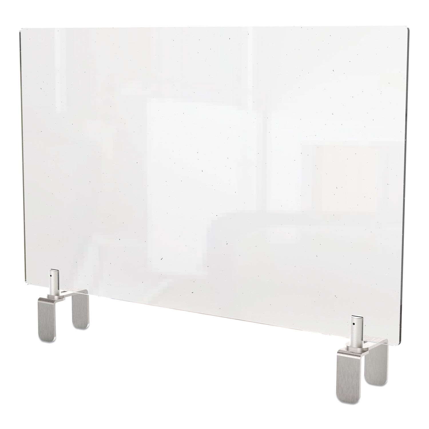 Ghent Clear Partition Extender with Attached Clamp, 42"x 3.88" x 18", Thermoplastic Sheeting