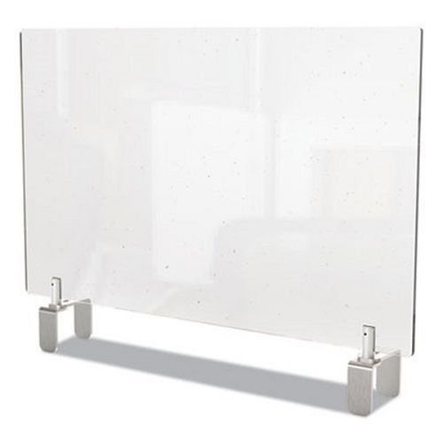 Ghent Clear Partition Extender with Attached Clamp, Thermoplastic Sheeting, 42" x 3.88" x 24"