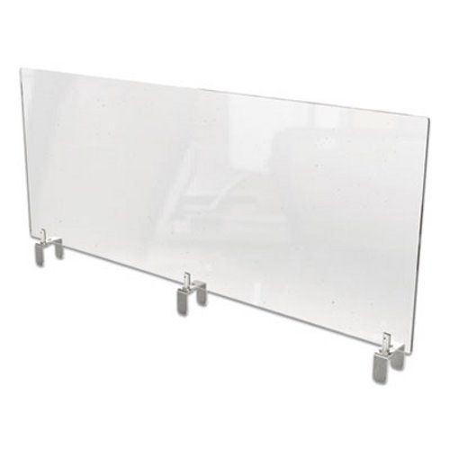 Ghent Clear Partition Extender with Attached Clamp, Thermoplastic Sheeting, 48" x 3.88" x 30"