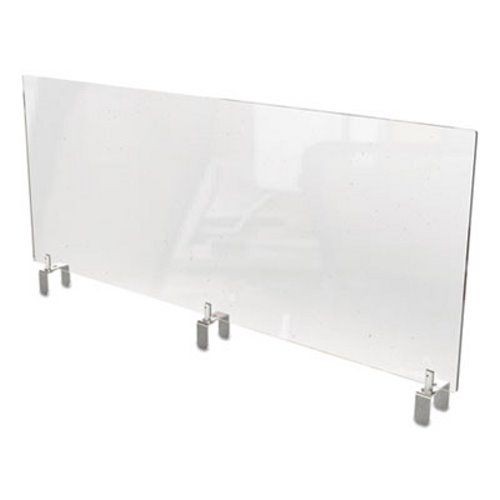 Ghent Clear Partition Extender with Attached Clamp, Thermoplastic Sheeting, 48" x 3.88" x 18"