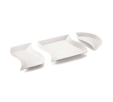 TableCraft P1810 Glacier Collection Curved Rectangle Porcelain Platter, 18" x 10"