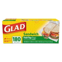 Glad Fold Top Sandwich Bags, 6-1/2 x 5-1/2, 180/Carton