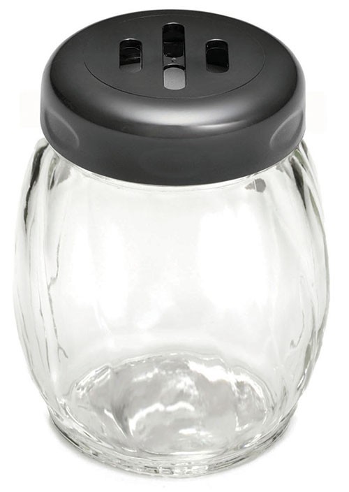 TableCraft 260SLBK Swirl Glass Shaker 6 oz. with Black Slotted Plastic Top