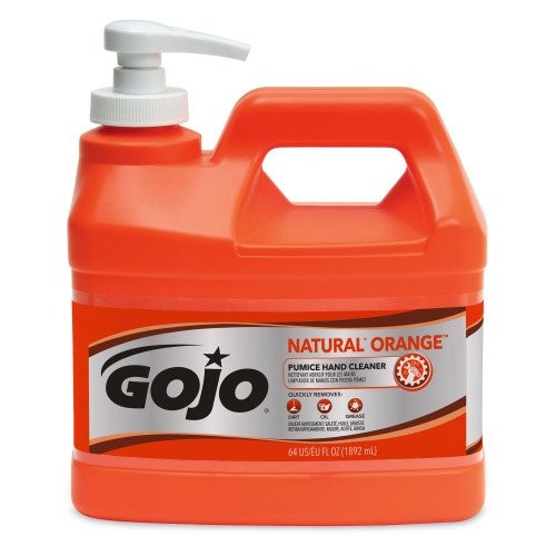 Gojo Natural Orange Pumice Hand Cleaner, Orange Citrus Scent, 1/2 Gallon Pump Bottle, 4/Carton