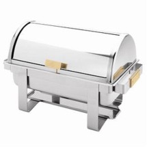 Thunder Group SLRCF0171G Gold-Accented Stainless Steel 8 Qt. Dallas Chafer with Roll Top
