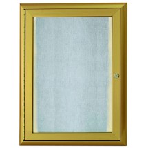 Aarco Products LOWFC2418G Gold Enclosed 1 Door Indoor/Outdoor Bulletin Board with Waterfall Style Frame and LED Lighting, 18&quot;W x 24&quot;H