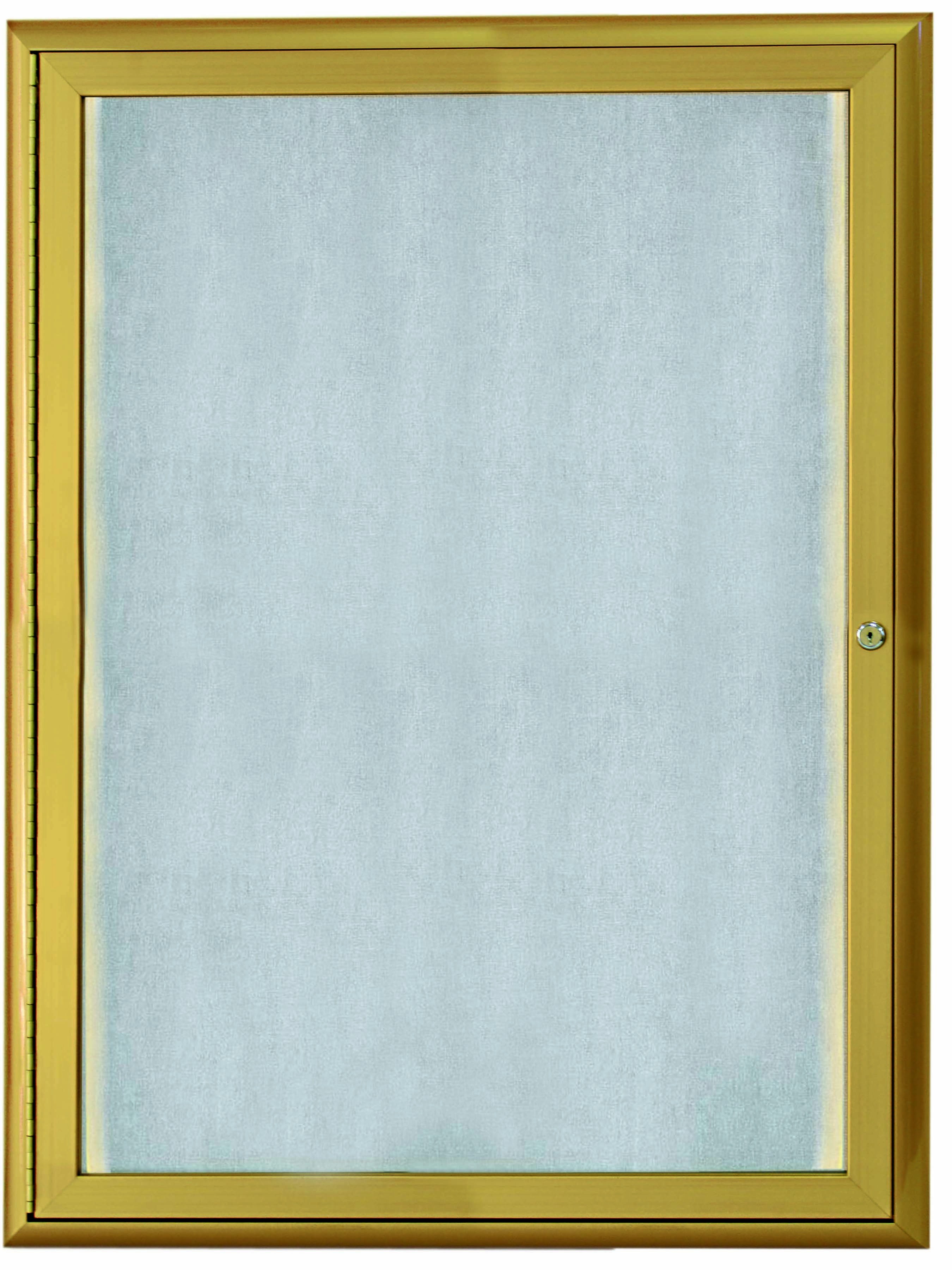 Aarco Products LOWFC3624G Gold Enclosed 1 Door Indoor/Outdoor Bulletin Board with Waterfall Style Frame and LED Lighting 24"W x 36"H