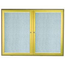 Aarco Products LOWFC3648G Gold Enclosed 2 Door Indoor/Outdoor Bulletin Board with Waterfall Style Frame and LED Lighting, 48&quot;W x 36&quot;H 