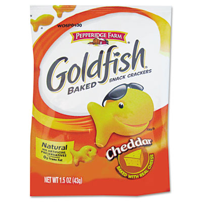 Goldfish Crackers, Cheddar, Single-Serve Snack, 1.5 oz Bag, 72/Carton