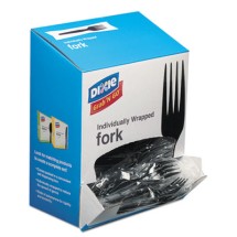 Grab'N Go Wrapped Cutlery, Forks, Black, 90/Box