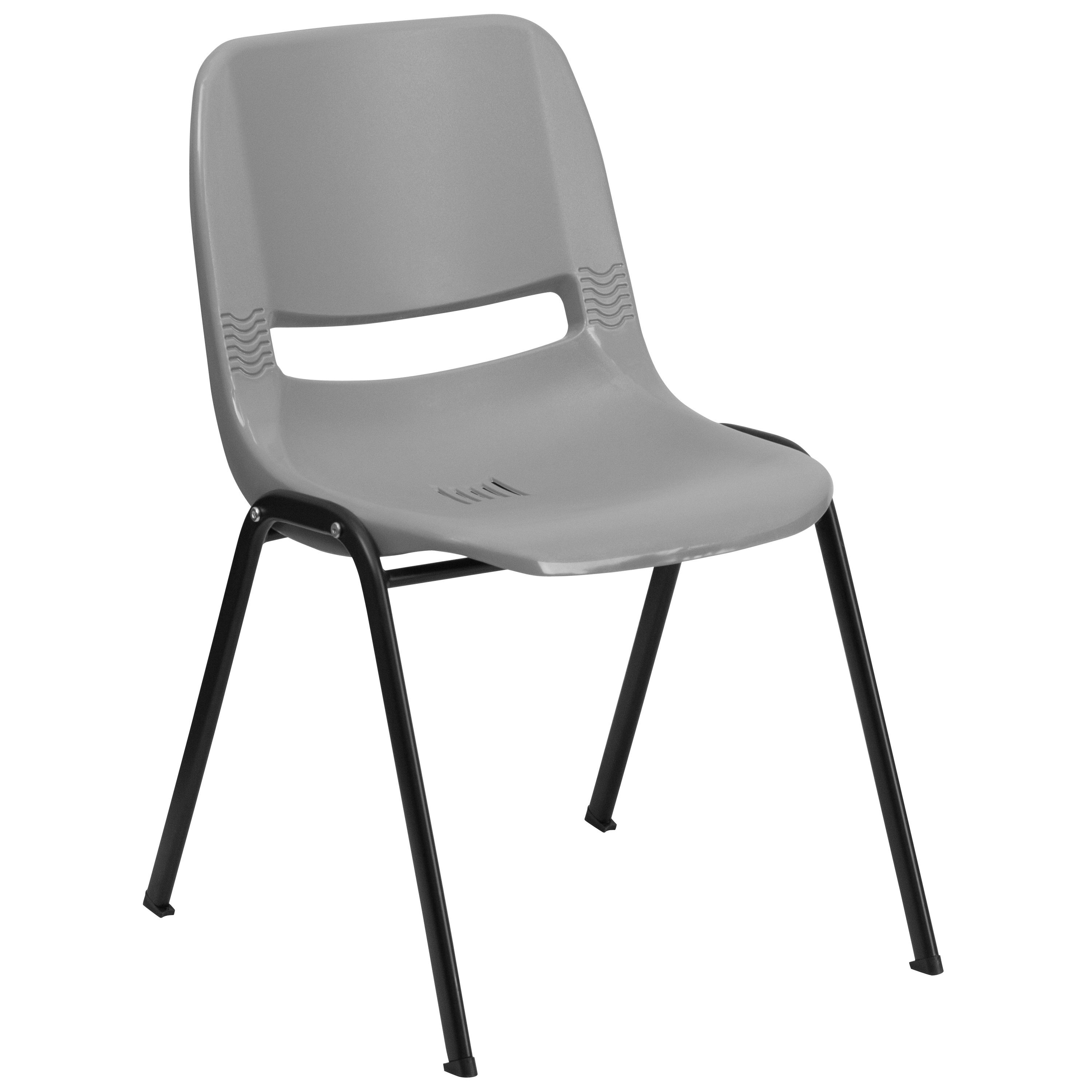 Flash Furniture RUT-EO1-GY-GG HERCULES Series 880 Lb. Capacity Gray Ergonomic Shell Stack Chair