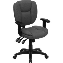 Flash Furniture GO-930F-GY-ARMS-GG Gray Fabric Multi Function Task Chair with Arms