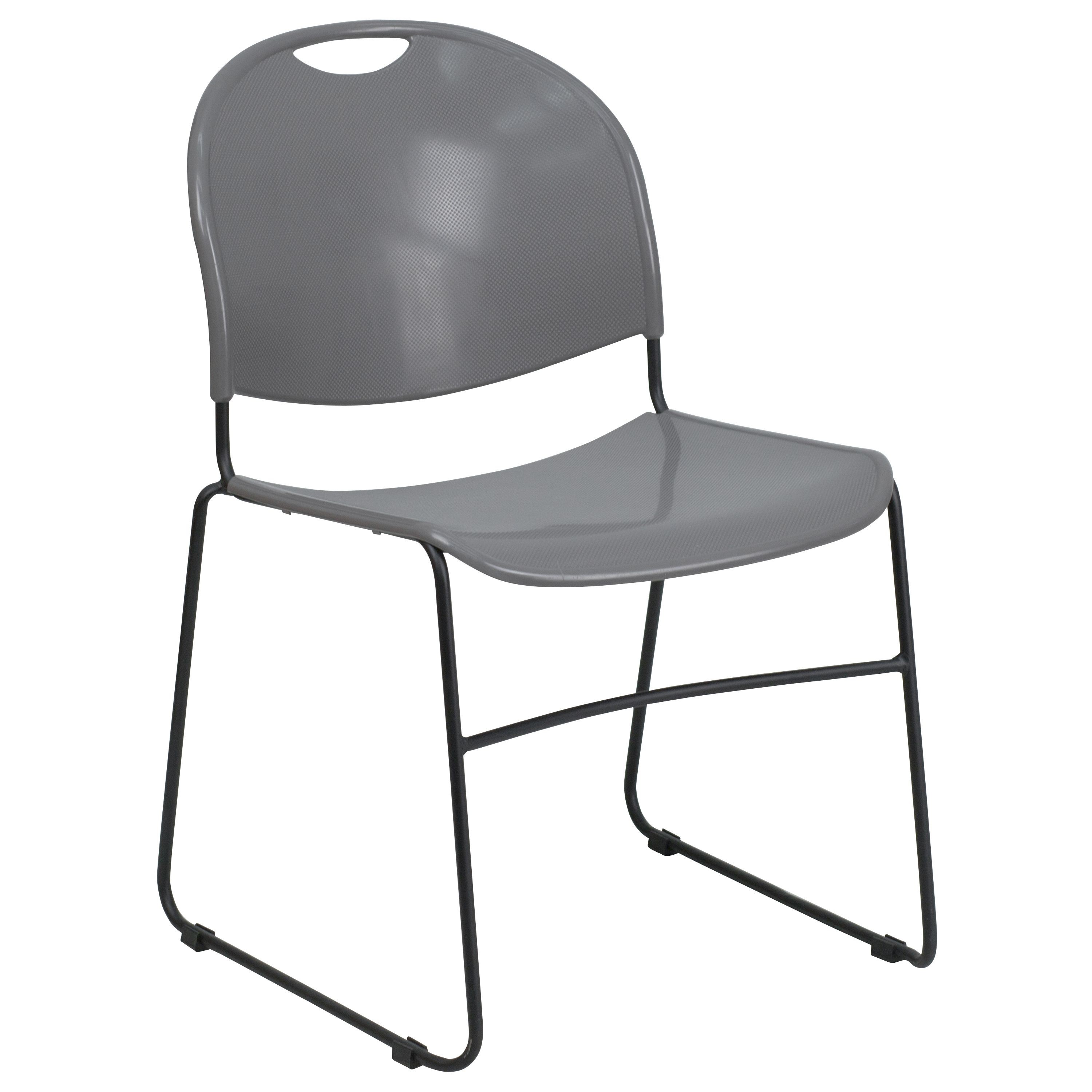 Flash Furniture RUT-188-GY-GG HERCULES Series 880 Lb. Capacity Gray Ultra Compact Stack Chair with Black Frame