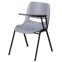 Flash Furniture RUT-EO1-GY-LTAB-GG Gray Ergonomic Shell Chair with Left Handed Flip-Up Tablet Arm