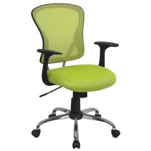 Flash Furniture H-8369F-GN-GG Mid-Back Green Mesh Executive Office Chair with Chrome Base and Arms