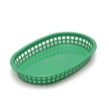 TableCraft 1076G Green Plastic Chicago Platter Basket 10-1/2&quot; x 7&quot; x 1-1/2&quot;