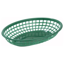 Winco PFB-10G Green Oval Plastic Fast Food Basket 9-1/2&quot;