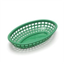 TableCraft 1074G Green Classic Plastic Oval Basket 9-3/8&quot; x 6&quot; x 1-7/8&quot;